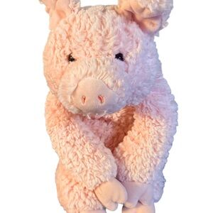 Mary Meyer 19” Plush Chenille Pink Pig Floppy Stuffed Animal Curly Tail Bean